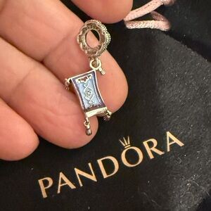 Pandora Silver Charm with Purple Enamel Scroll Motif